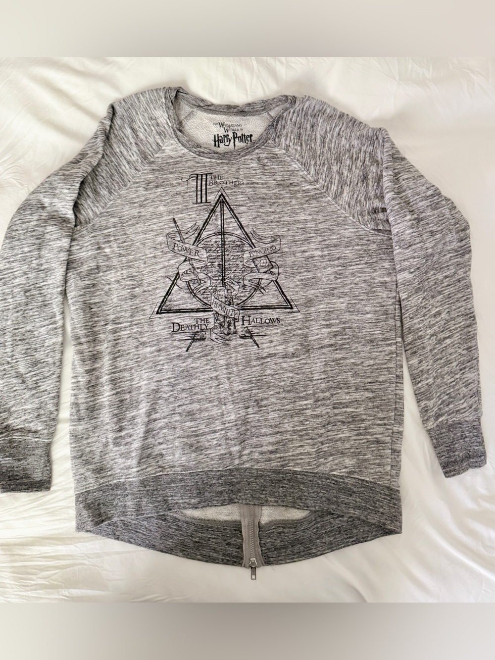 Warner Bros. Heather Gray Harry Potter Deathly Hallows Crewneck Sweater